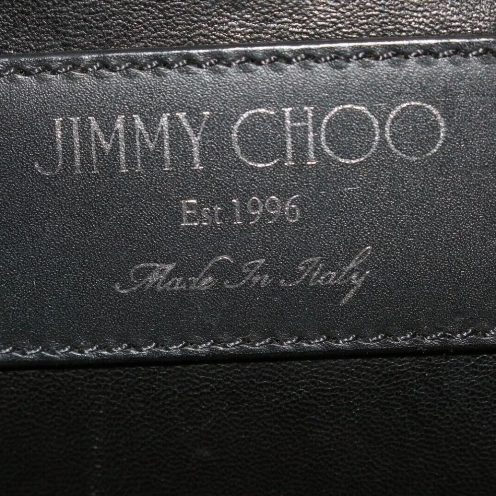 JIMMY CHOO Black Leather Studded Tote Spike Grommet Rivet 4JC1220K
